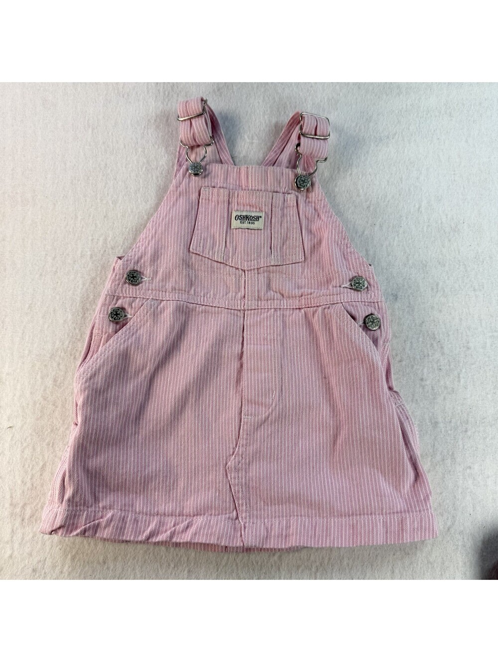 Vintage Oshkosh Toddler Denim Skirt Overall 2T Toddler Pink White Striped